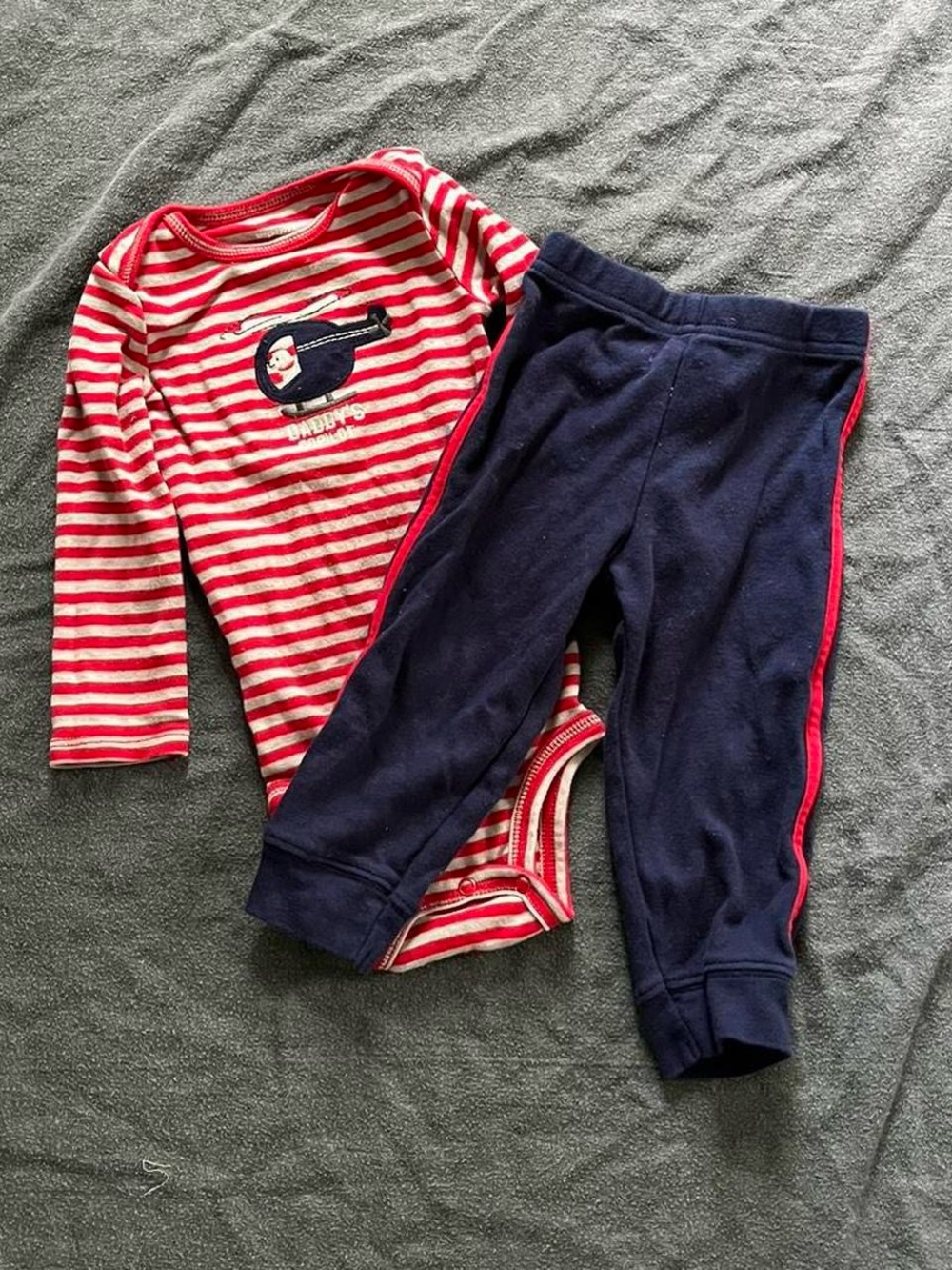 Simple Joys by Carter's daddy’s copilot red striped baby onesie matching set